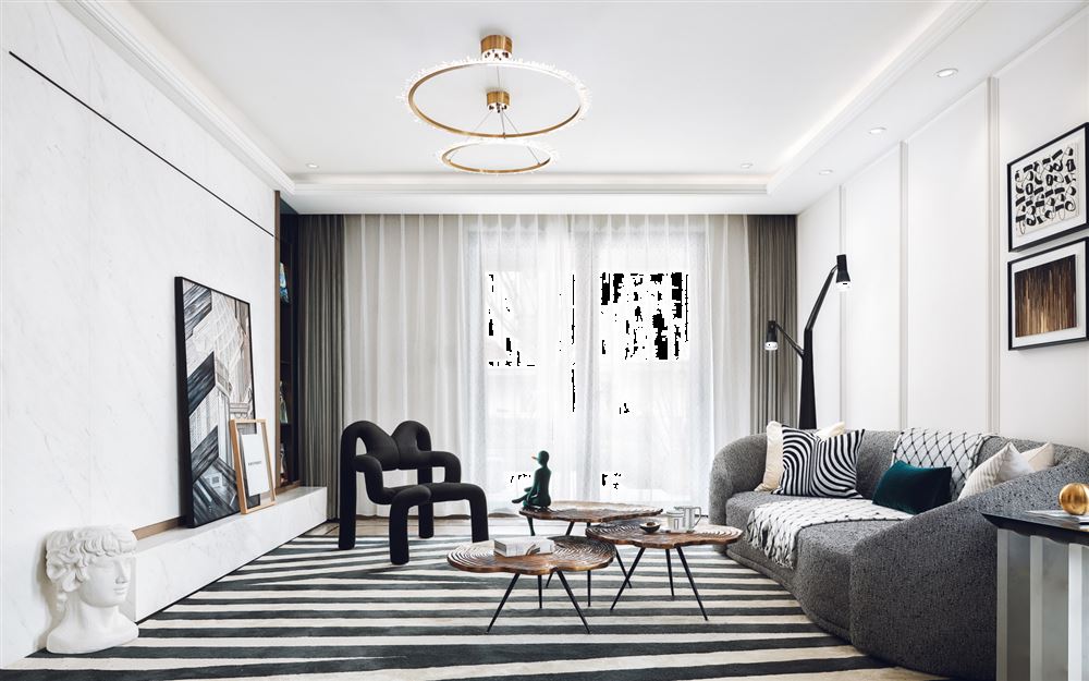 昭通室内装修风尚国际129平米三居-法式轻奢风格室内设计家装案例