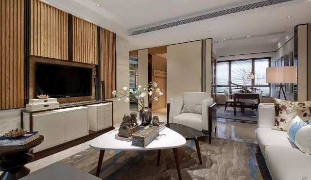 昭通室内装修金沙半岛128平方米三居-现代中式风格室内设计家装案例