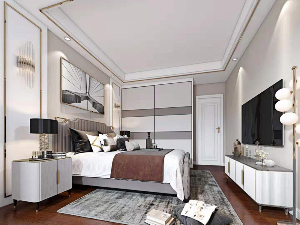 轻奢风格室内装修效果图-时代锋尚平层175平米-卧室