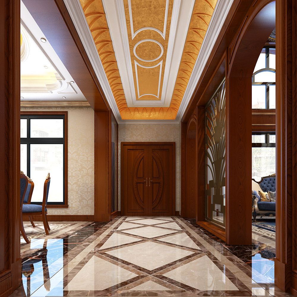罗马庄园别墅350平米美式风格装修案例-玄关