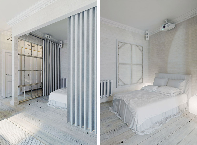 纯白优雅工业风格室内家装设计-卧室