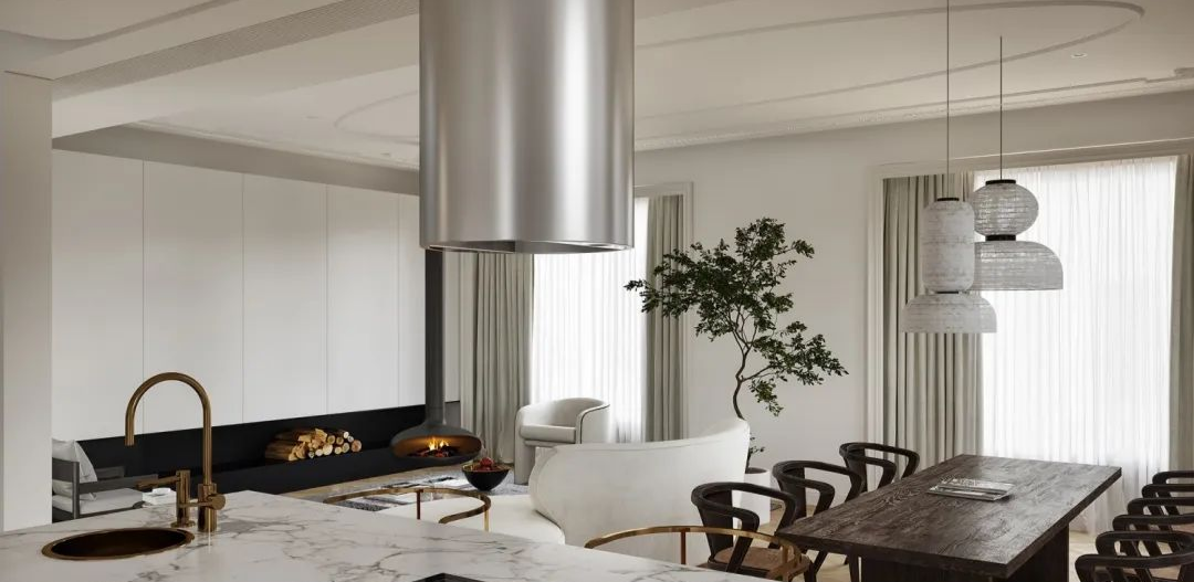 现代法式风格家装设计室内装修效果图-餐厨厅