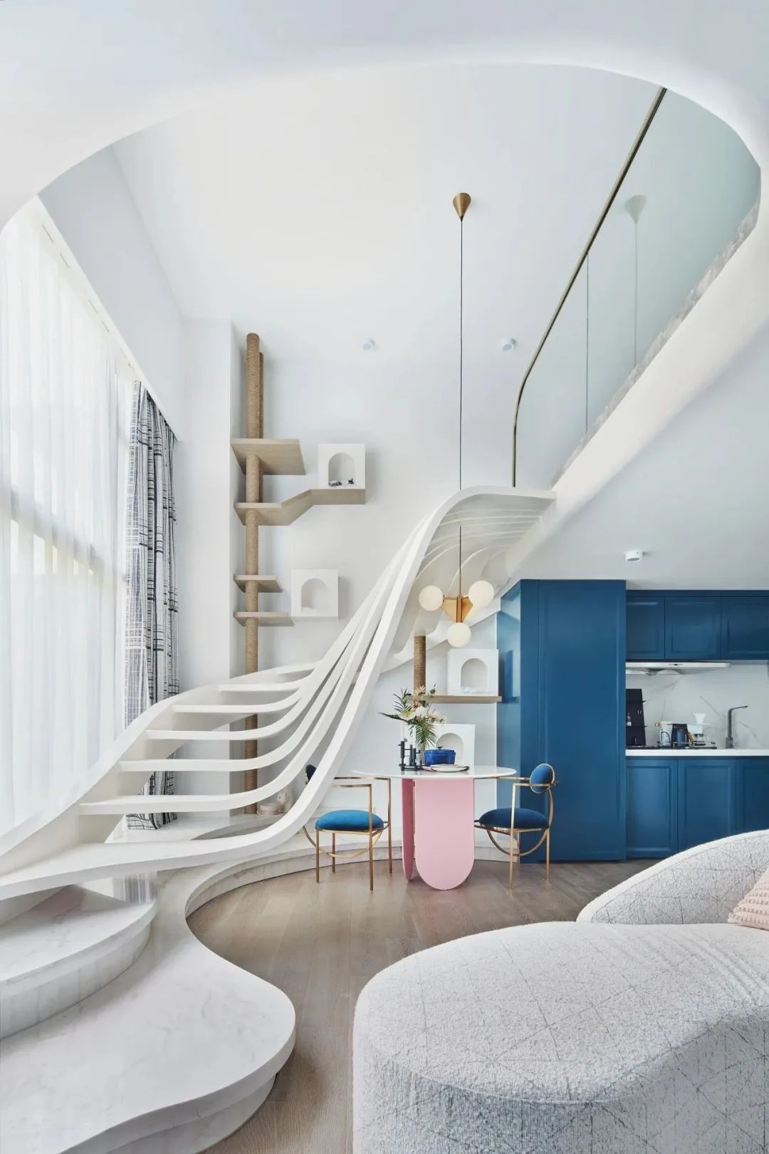 现代轻奢风格公寓室内装修设计-客厅楼梯
