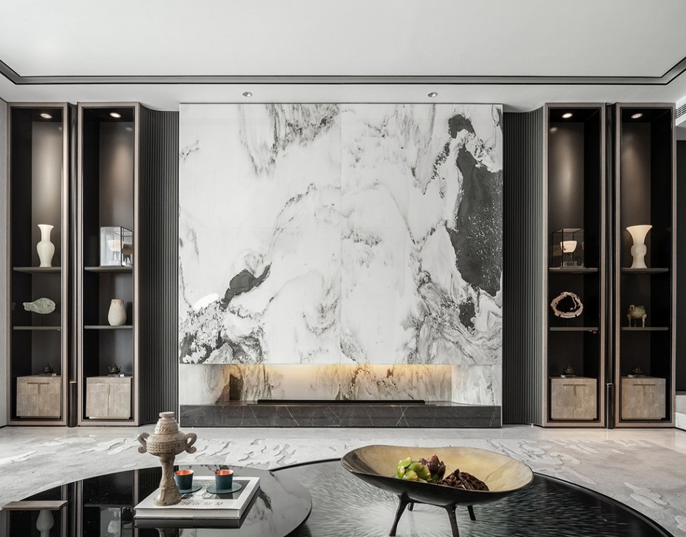 新中式风格室内家装案例效果图-客厅电视背景墙