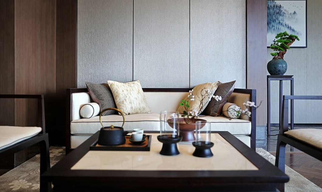 新中式风格室内设计家装案例-客厅沙发茶几